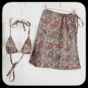 Elegant Paisley Print Skirt Set